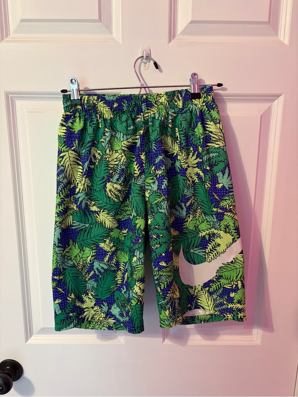 Nike Kids Green and Blue Tropical Print Athletic Shorts
